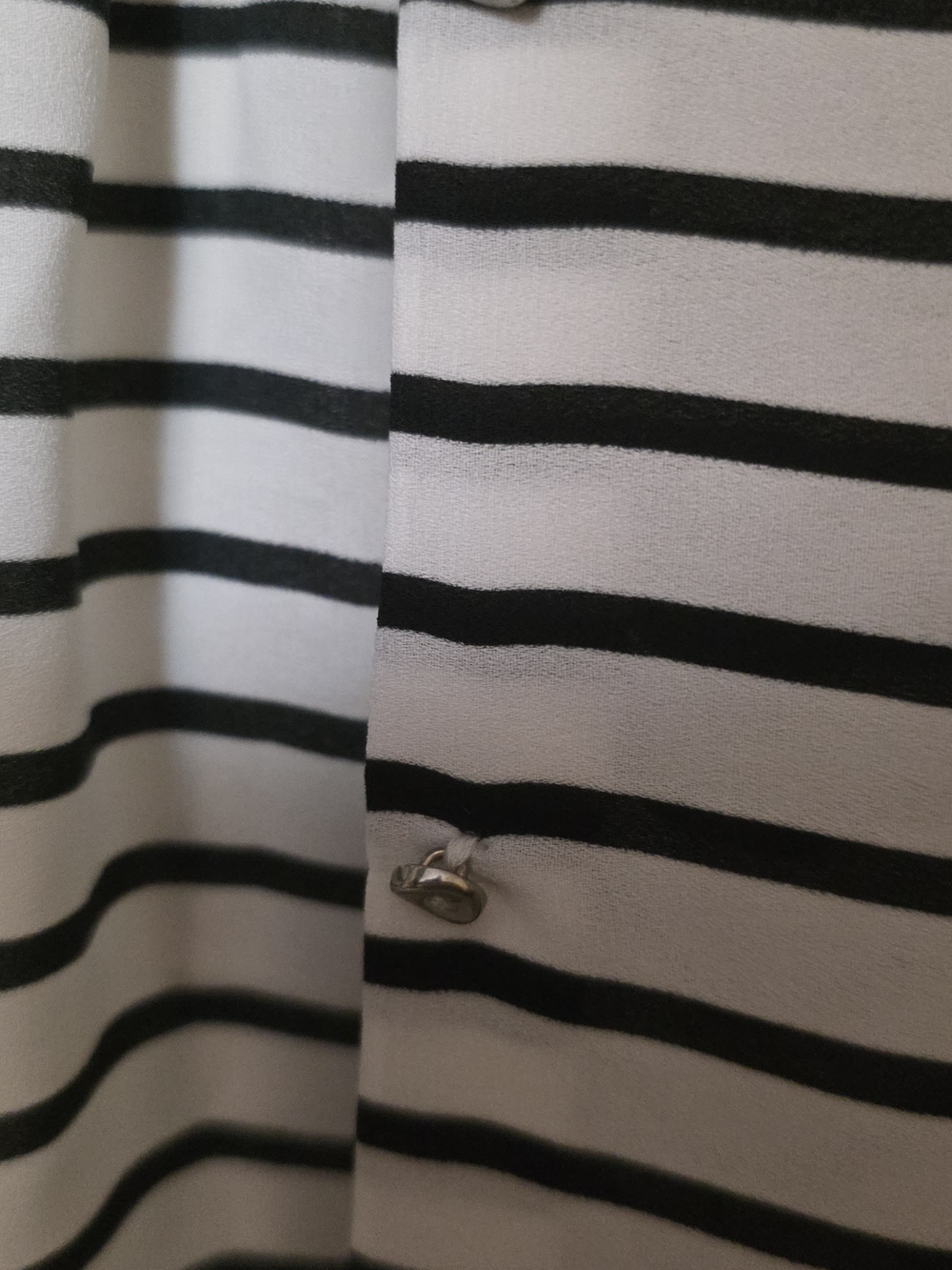 Striped Black & White Button-Front Blouse